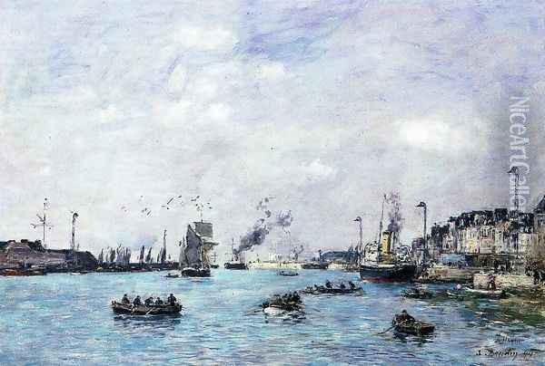 Le Havre, The Outer Harbor I Oil Painting - Eugene Boudin