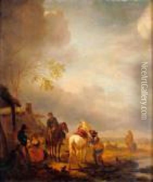 La Halte Des Cavaliers Oil Painting - Pieter Wouwermans or Wouwerman