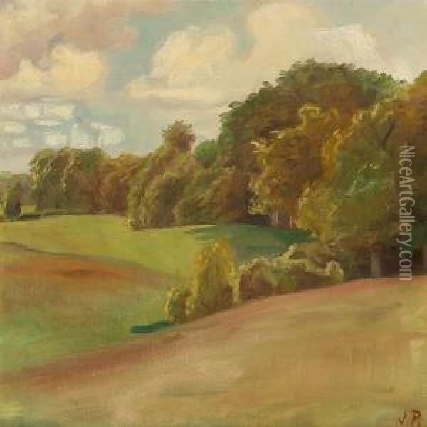 A Danish Summer Landscape Oil Painting - Oscar Anders Julius Paulsen