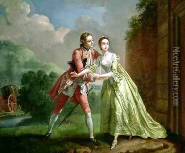 Robert Lovelace preparing to abduct Clarissa Harlowe Oil Painting - Francis Hayman