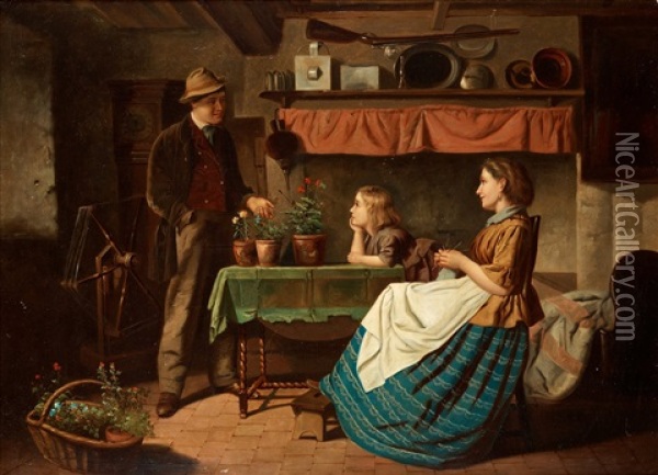 Lyssna Pa Far Oil Painting - John Callcott Horsley