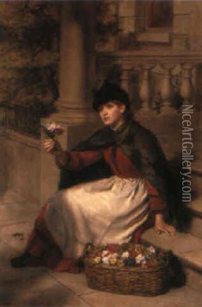A London Flower Girl Oil Painting - William Powell Frith
