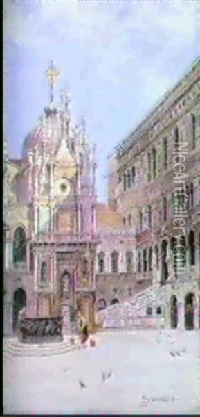 Scala Dei Giganti, In The Palazzo Ducale, Venice Oil Painting - Antonietta Brandeis