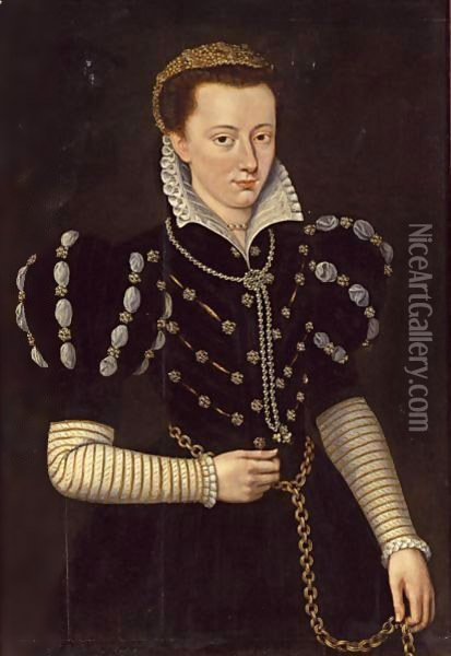 A Portrait Of A Noble Lady Oil Painting - Mor, Sir Anthonis (Antonio Moro)