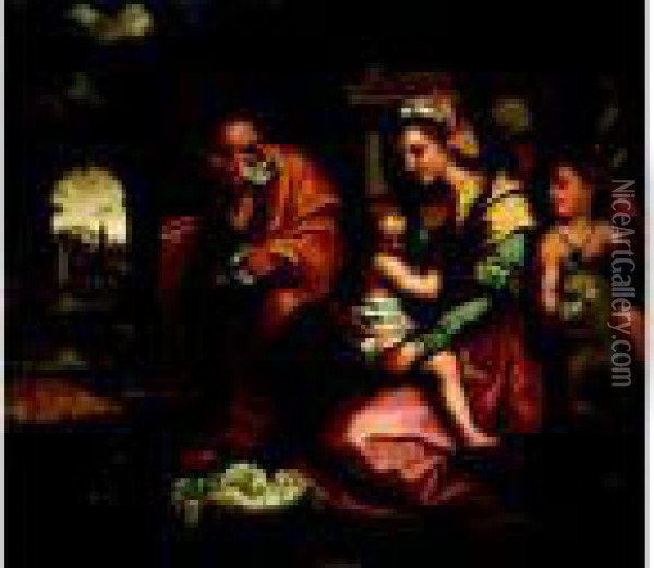 The Holy Family With The Young St. John The Baptist Oil Painting - Andrea Del Sarto