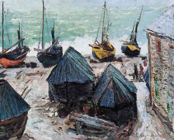 Boats On The Beach At Etretat2 Oil Painting - Claude Oscar Monet