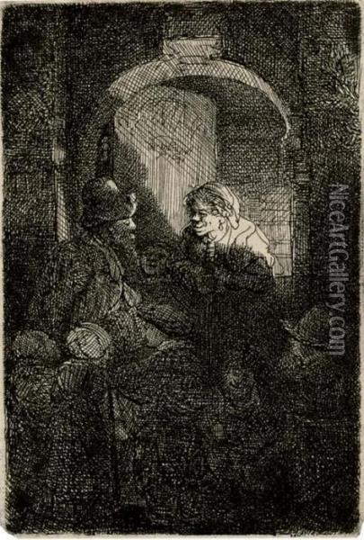 The Schoolmaster (b., Holl. 128; H. 192) Oil Painting - Rembrandt Van Rijn