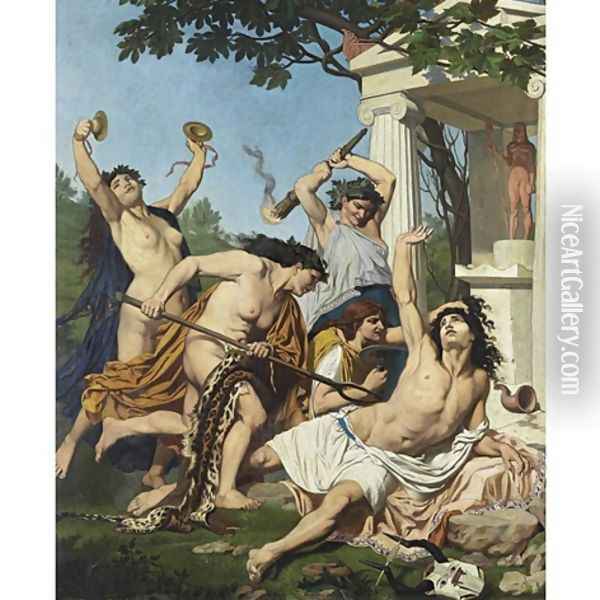 The death of Orpheus 1874 Oil Painting - Emile ( Jean Baptiste Philippe) Bin