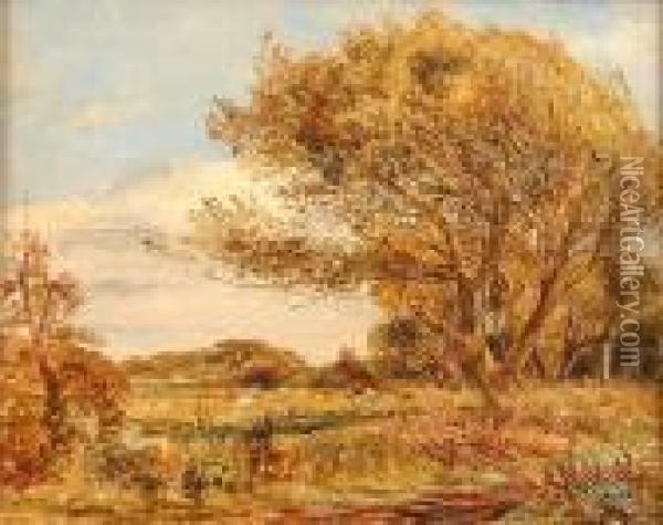 A Wooded Landscape With Cattle Oil Painting - William Joseph Caesar Julius Bond