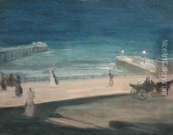 On the Pier, Brighton Oil Painting - Charles Edward Conder