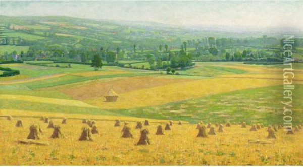 Korenvelden In Zuid-limburg Oil Painting - Ferdinand Hart Nibbrig