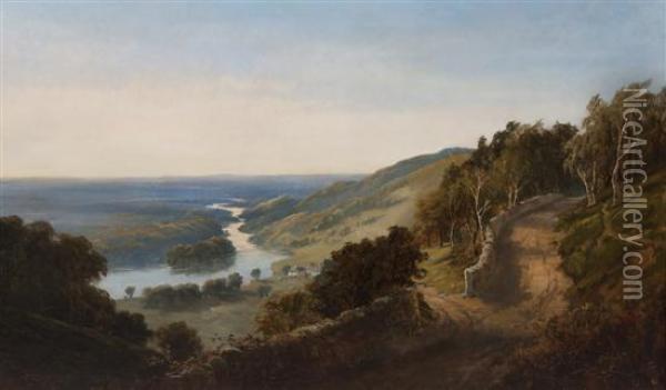 View Of The English Countryside Oil Painting - Edmund John Niemann, Snr.