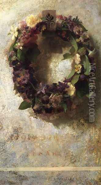 Agathon To Erosanthe Votive Wreath Oil Painting - John La Farge