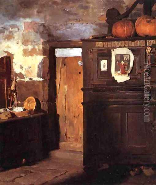 Cottage Interior 1869 Oil Painting - F. A. Bridgeman