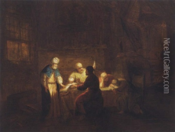 Der Nachtliche Besuch Jesu Bei Nikodemus Oil Painting - Aert De Gelder