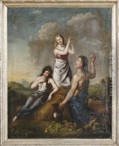 Erntedank Oil Painting - Johann Philipp Heinel
