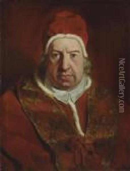 Portrait Of Pope Benedict Xiv Oil Painting - Pierre Subleyras