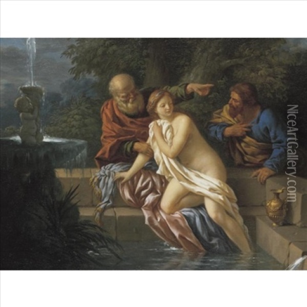 Susanna And The Elders Oil Painting - Louis Jean Francois Lagrenee