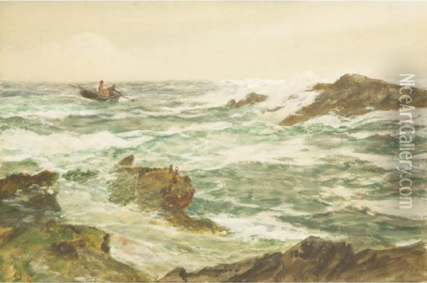High Tide - Cornish Coast Oil Painting - Charles Napier Hemy