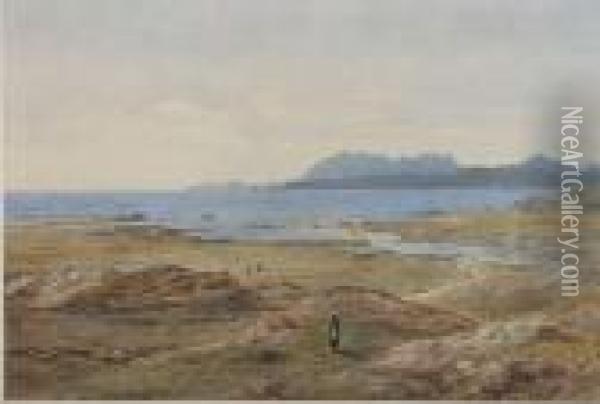 Figures On A Rocky Beach Oil Painting - Herbert Moxon Cook