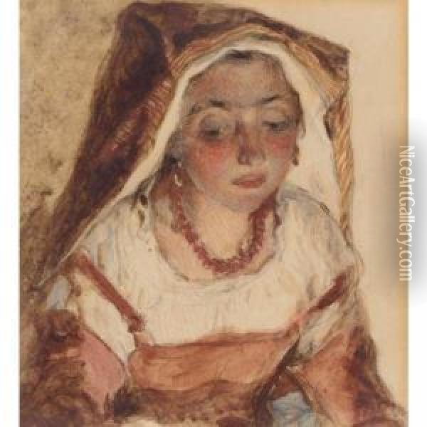 Portrait Of A Peasant Girl Oil Painting - John Phillip