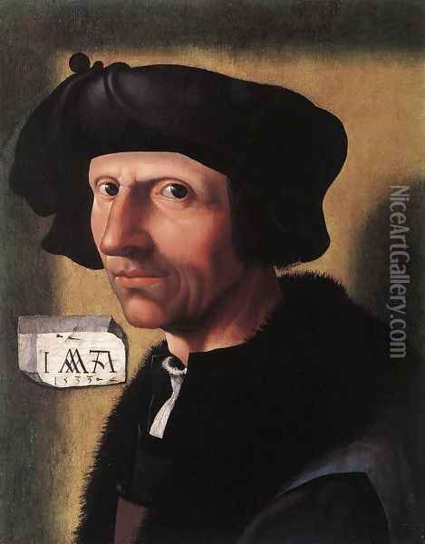 Self-Portrait 1533 Oil Painting - Jacob Cornelisz Van Oostsanen