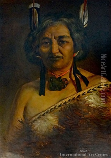 Nine Wha-i-te Rangi Of Papawarpoh Oil Painting - Harry Linley Richardson