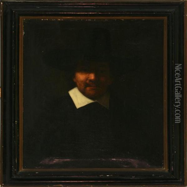 Gentleman In A Baroque Suit Oil Painting - Rembrandt Van Rijn