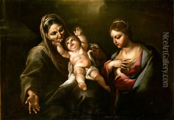 La Vergine, Il Bambino E Sant' Anna Oil Painting - Giacomo Farelli
