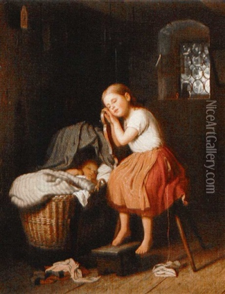 Mittagsruhe Oil Painting - Johann Georg Meyer von Bremen