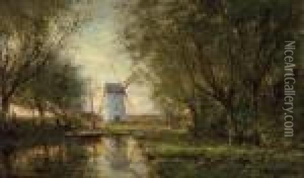 Paysage Avec Moulin Oil Painting - Frans Courtens