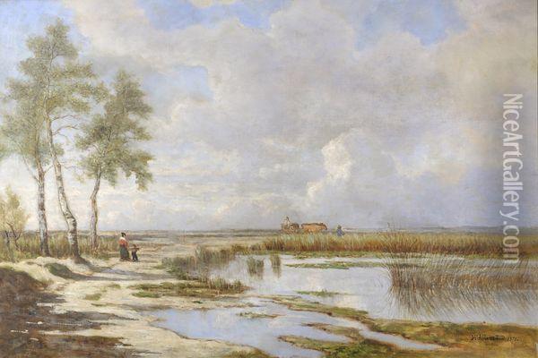 Promenade Et Labour Au Bord De L'etang Oil Painting - Hector Allemand