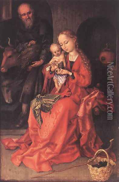 The Holy Family 1475-80 Oil Painting - Martin Schongauer