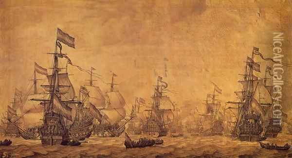 The Dutch Navy Sailing Oil Painting - Willem van de, the Elder Velde