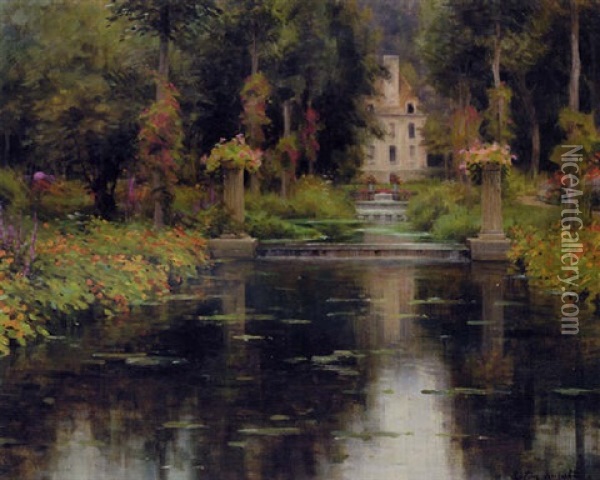View Of A Chateau Oil Painting - Louis Aston Knight