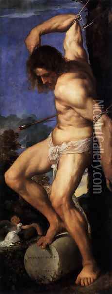 Polyptych of the Resurrection, St Sebastian Oil Painting - Tiziano Vecellio (Titian)