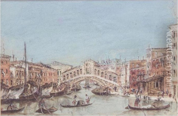 The Rialto Bridge Oil Painting - Giacomo Guardi
