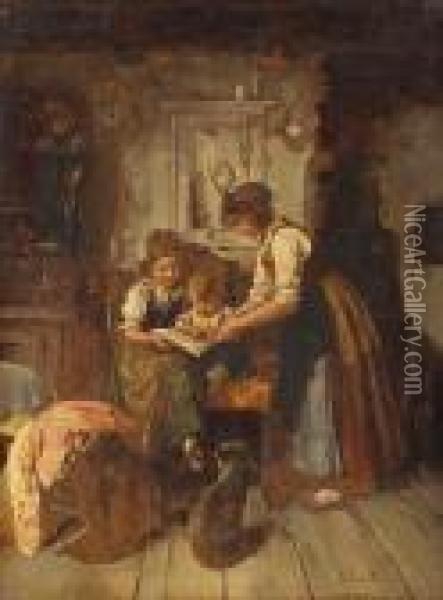 Story Time Oil Painting - Edouard Frere