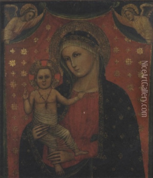 Madonna Con Bambino E Due Angeli Oil Painting - Simone (di Filippo) dei Crocifissi