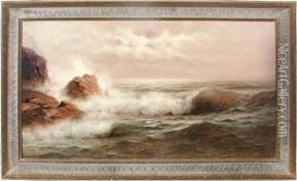 California Seascape With Rocks Oil Painting - Nels Hagerup