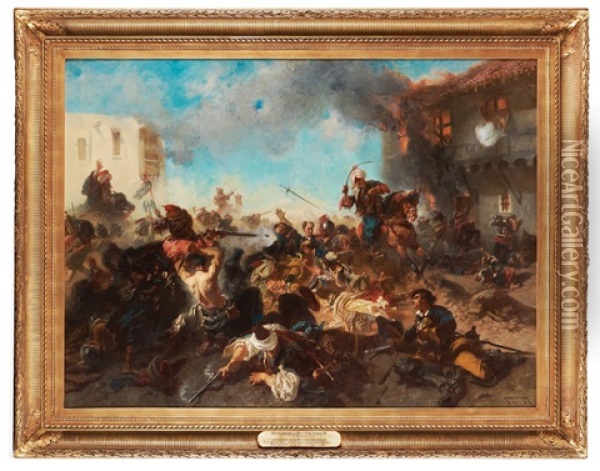 The Battle Of Bender Oil Painting - Edouard Armand-Dumaresq
