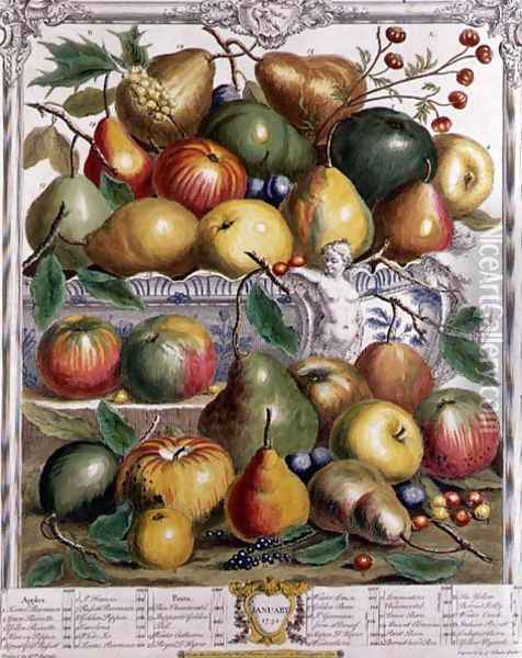 January, from 'Twelve Months of Fruits' Oil Painting - Pieter Casteels
