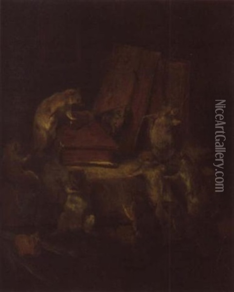 Le Conseil Des Rats Oil Painting - Philibert-Leon Couturier
