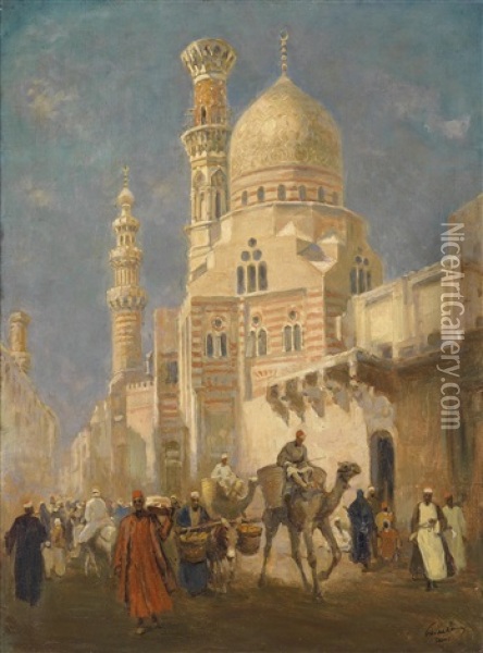Strasenmotiv Aus Kairo Oil Painting - Karoly Cserna