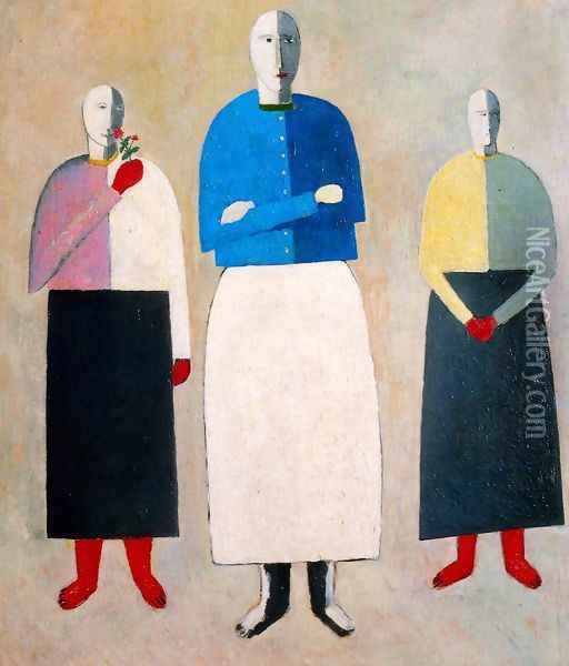 Three women Oil Painting - Kazimir Severinovich Malevich