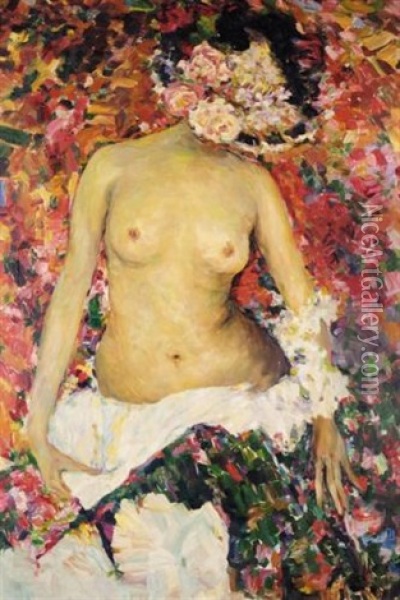 Nude With Hat Oil Painting - Filip Malyavin