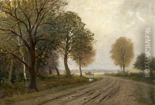 Thuringische Landschaft Mit Feldweg Oil Painting - Paul Wilhelm Tuebbecke