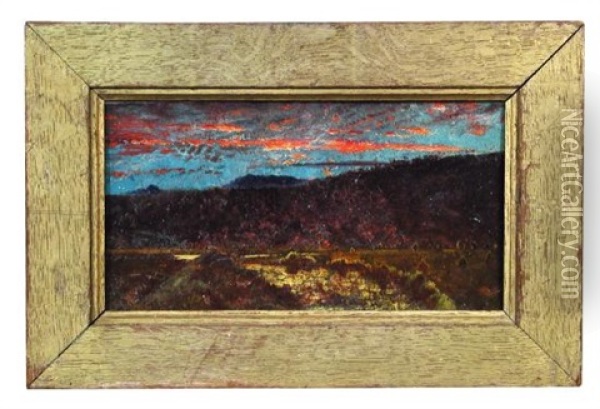 Somersetshire Corn Lands At Sunset Oil Painting - John Samuel Raven