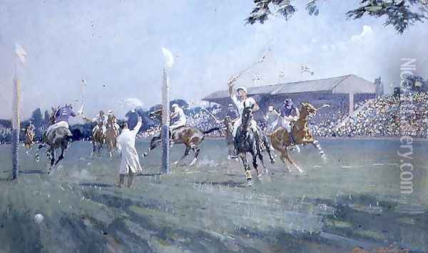 The Westchester Cup Played at the Hurlingham Club Oil Painting - Gilbert Holiday