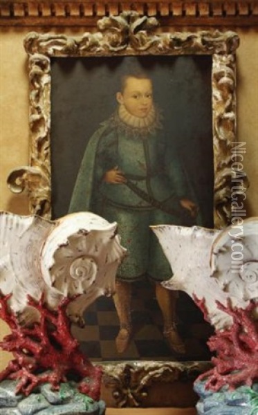 Portrait Of A Boy In A Blue Doublet Oil Painting - Wybrand Simonsz de Geest the Elder